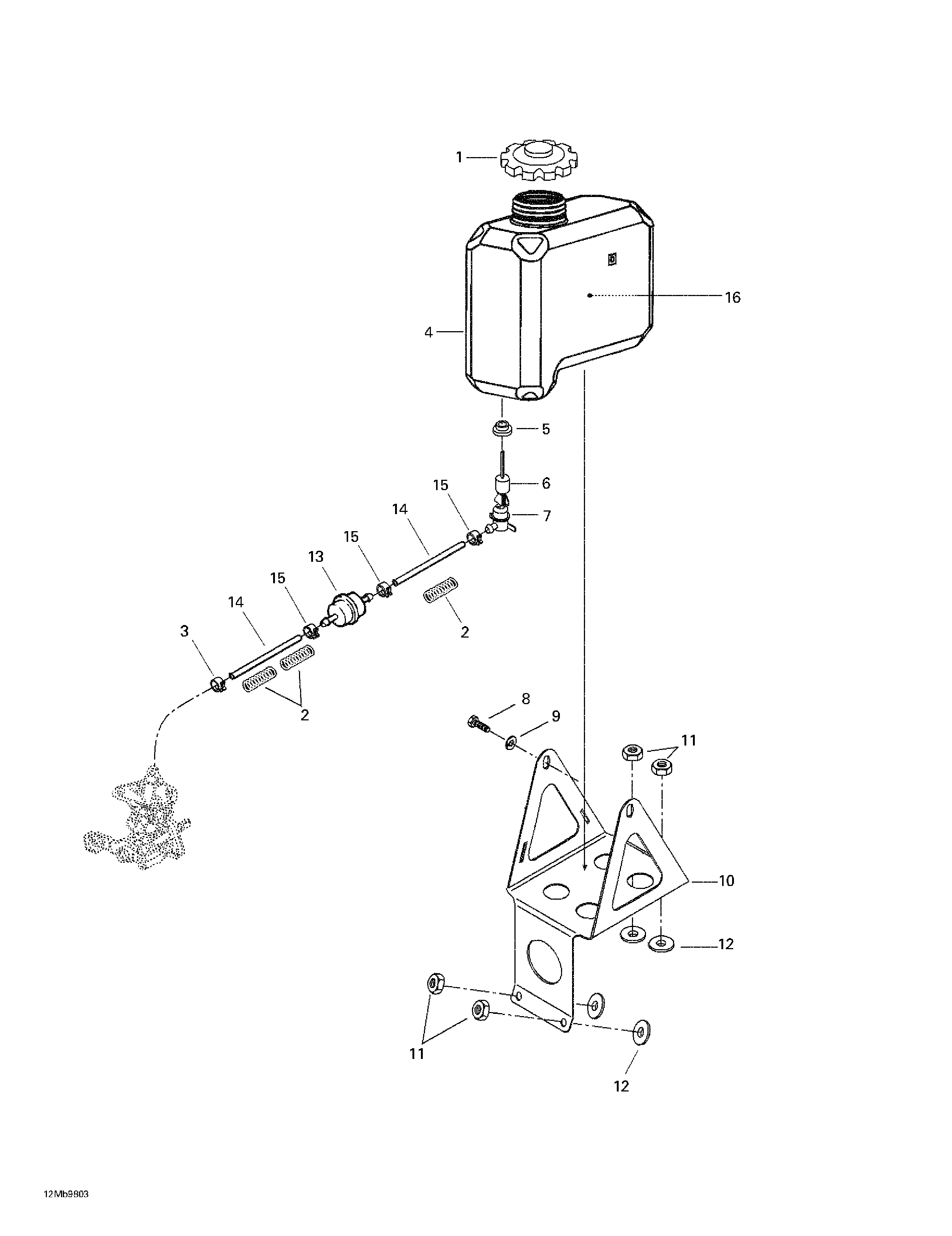 Oil tank and support