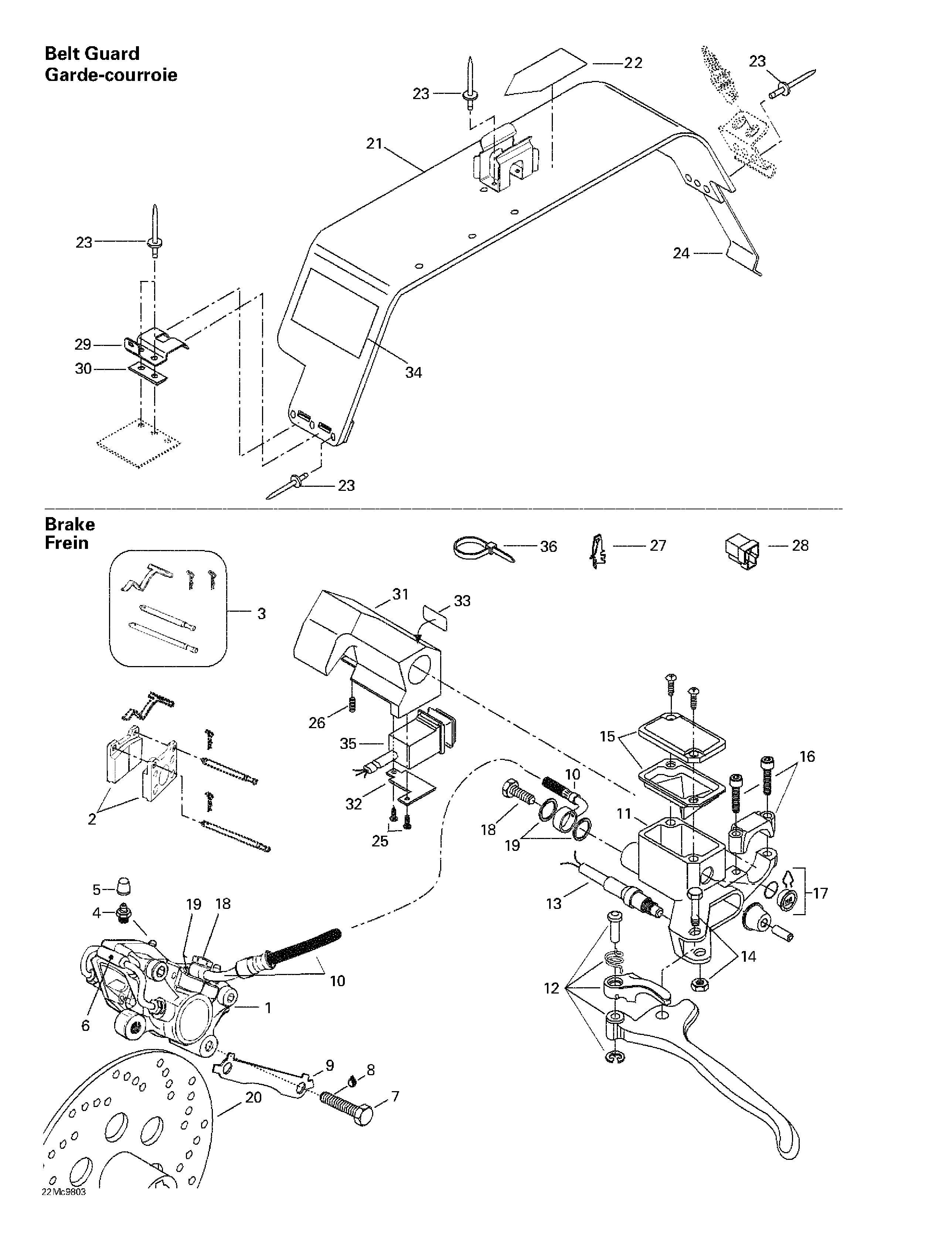 Hydraulic brake and belt guard