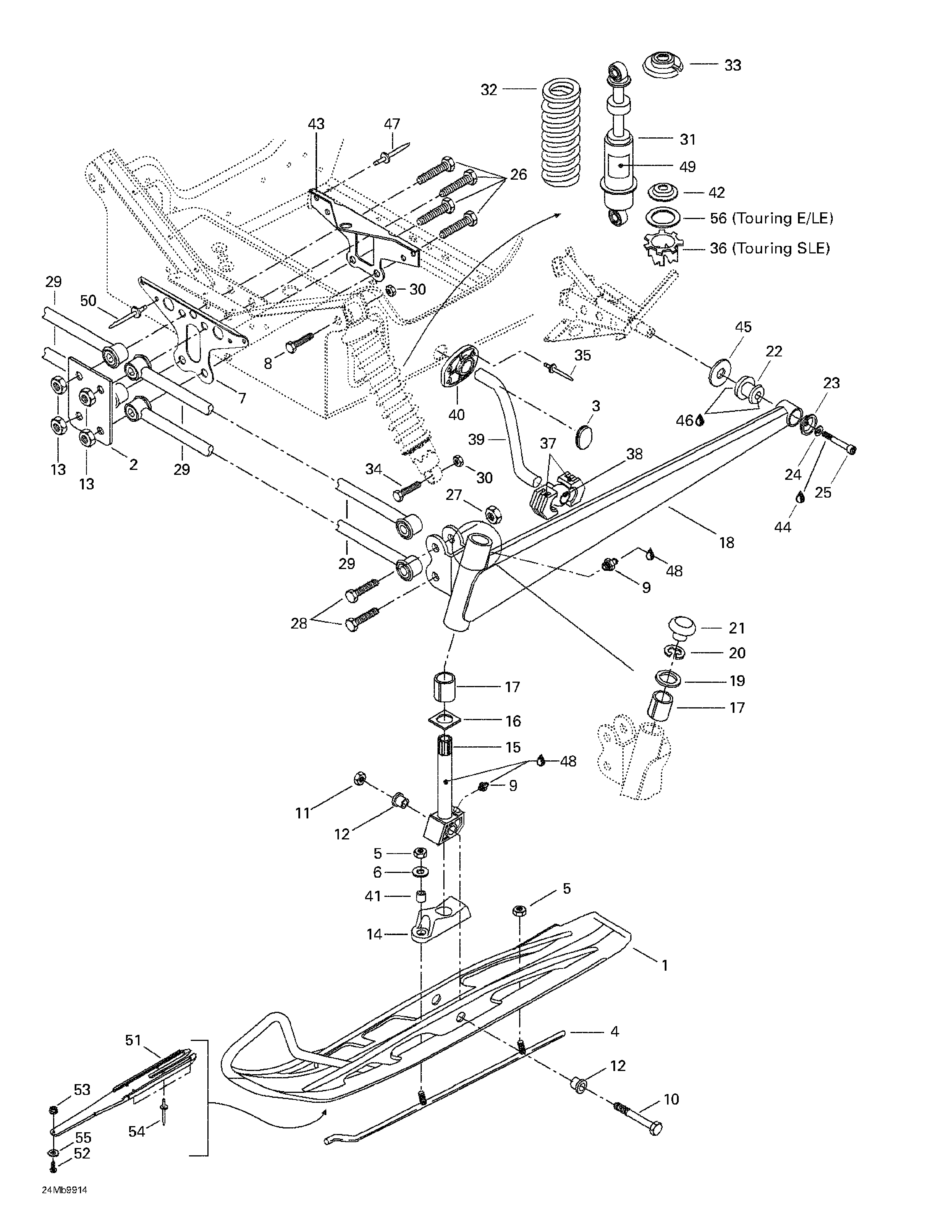 Front suspension and ski