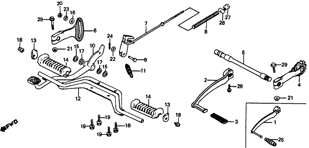 Step & gearshift pedal& brake pedal