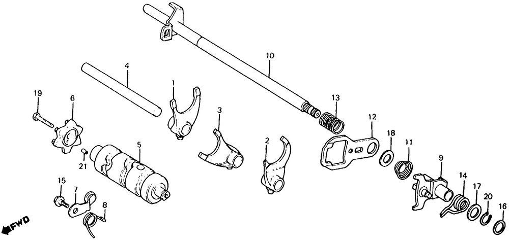 Gearshift drum & gearshift fork