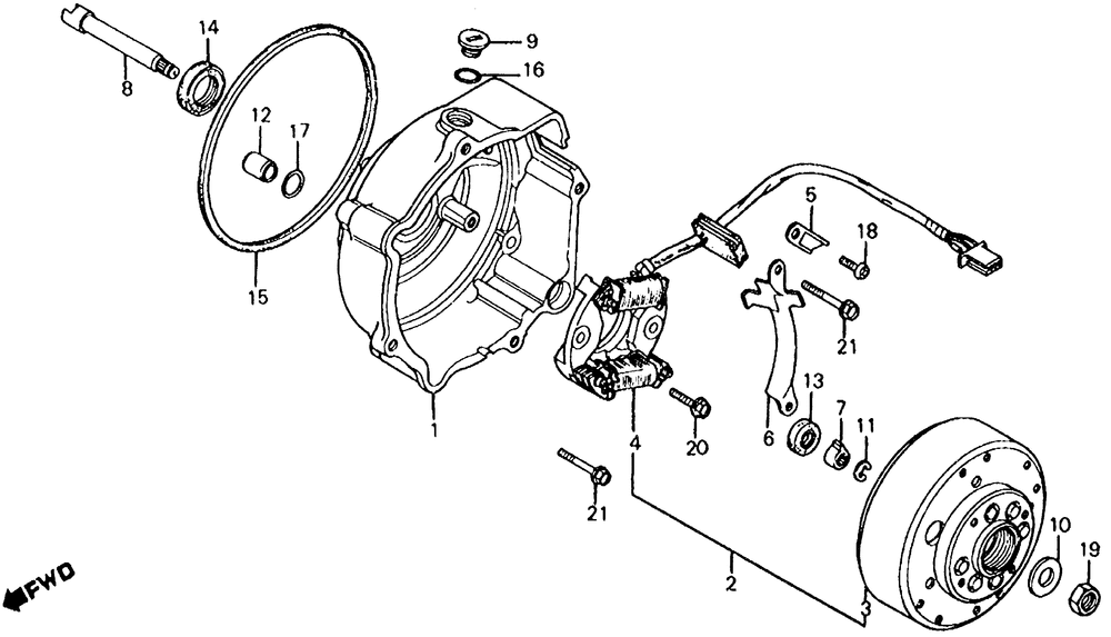 Left crankcase cover& alternator