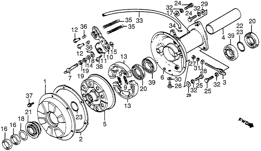 Rear brake drum