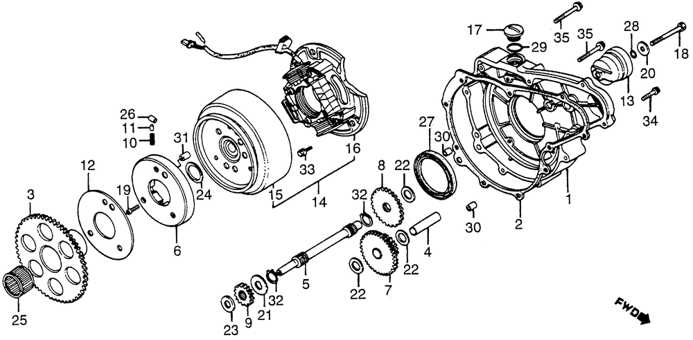 Left crankcase cover& alternator