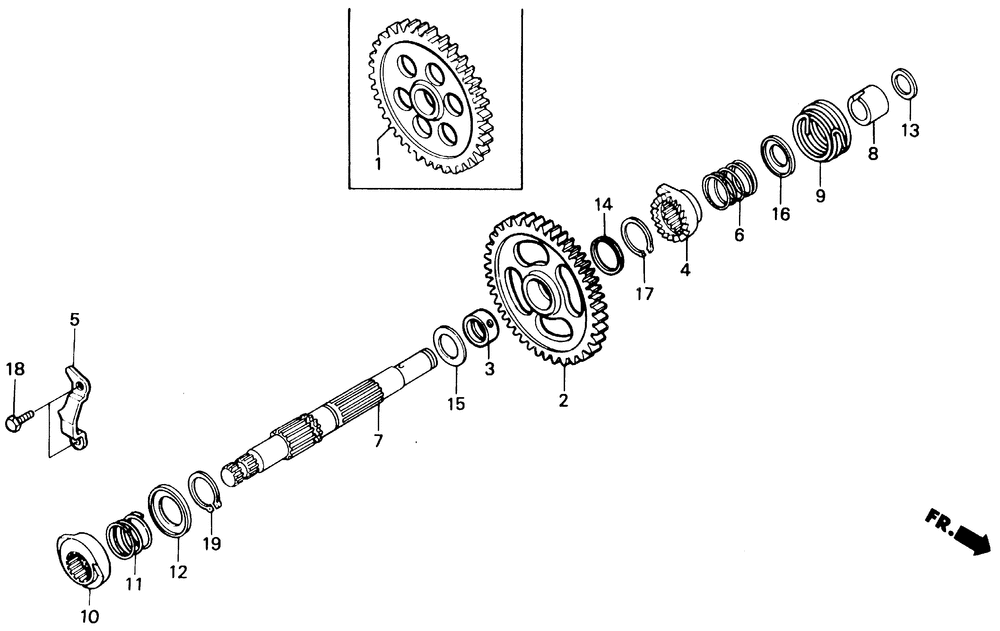 Kick starter spindle