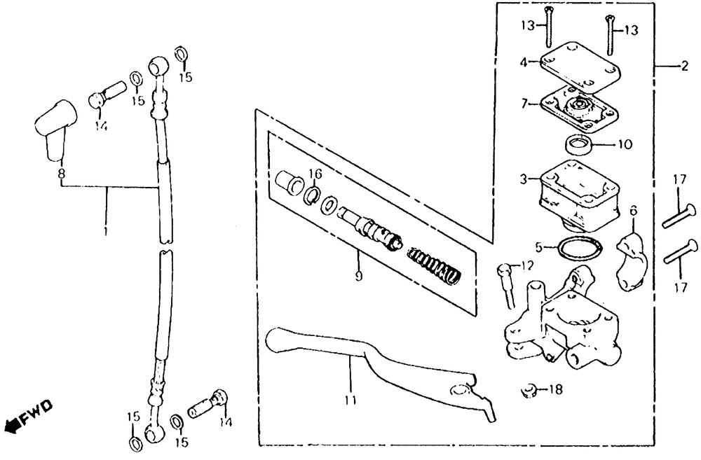 Front brake mastercylinder