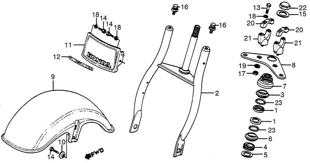 Front fender & front fork 78-82