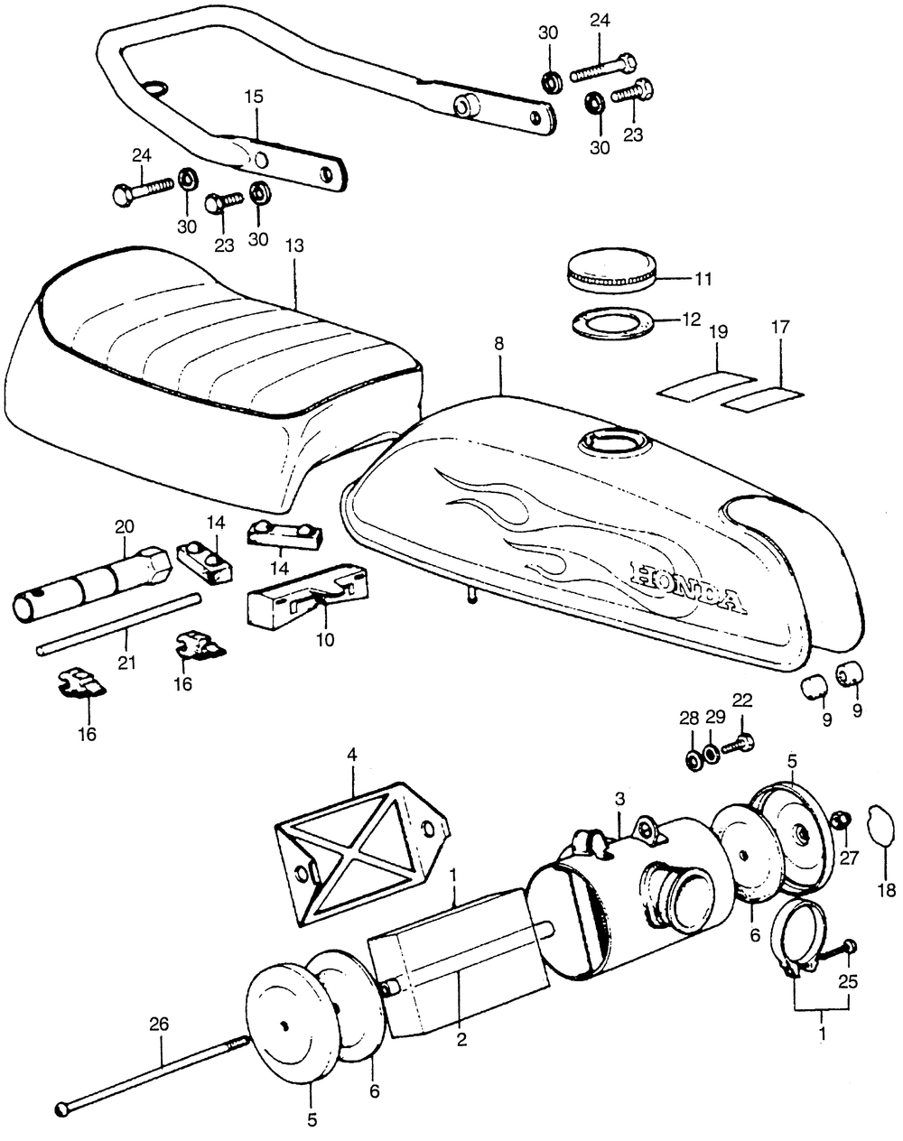 Fuel tank & seat & aircleaner