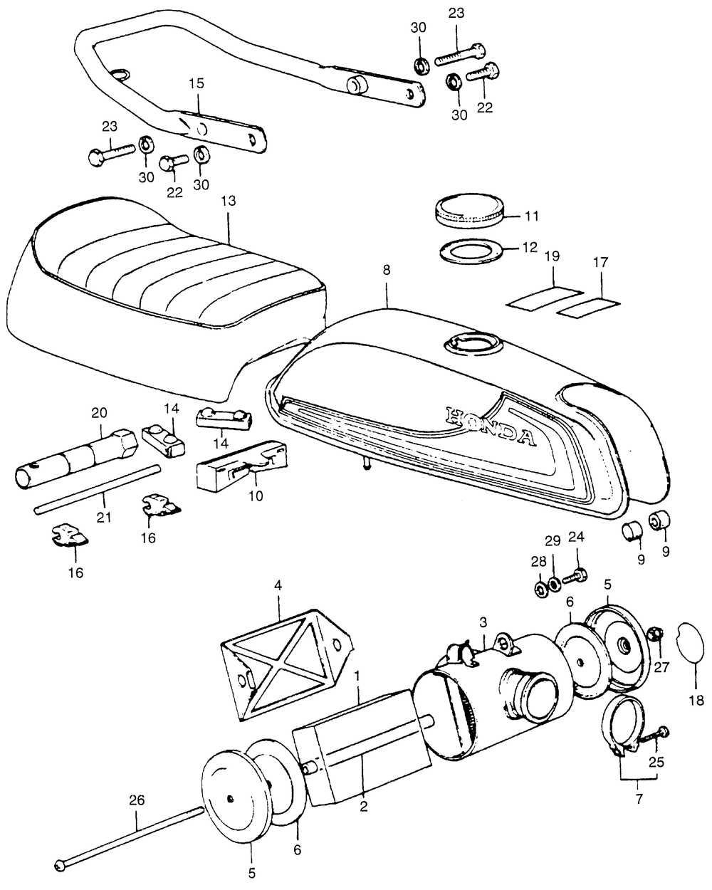 Fuel tank & seat & aircleaner