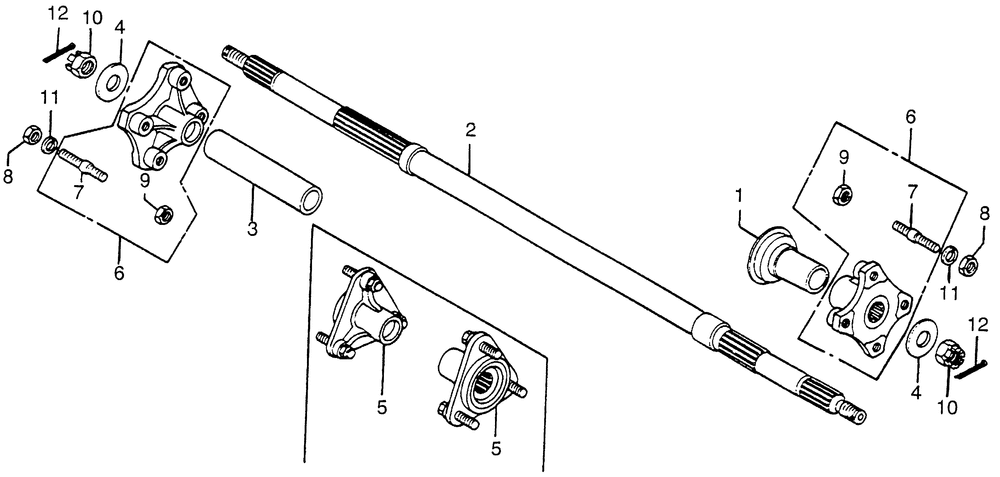 Rear wheel axle & rearwheel hub