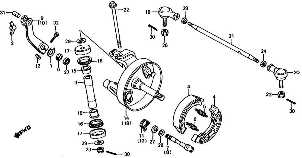 Front brake panel & tie rod