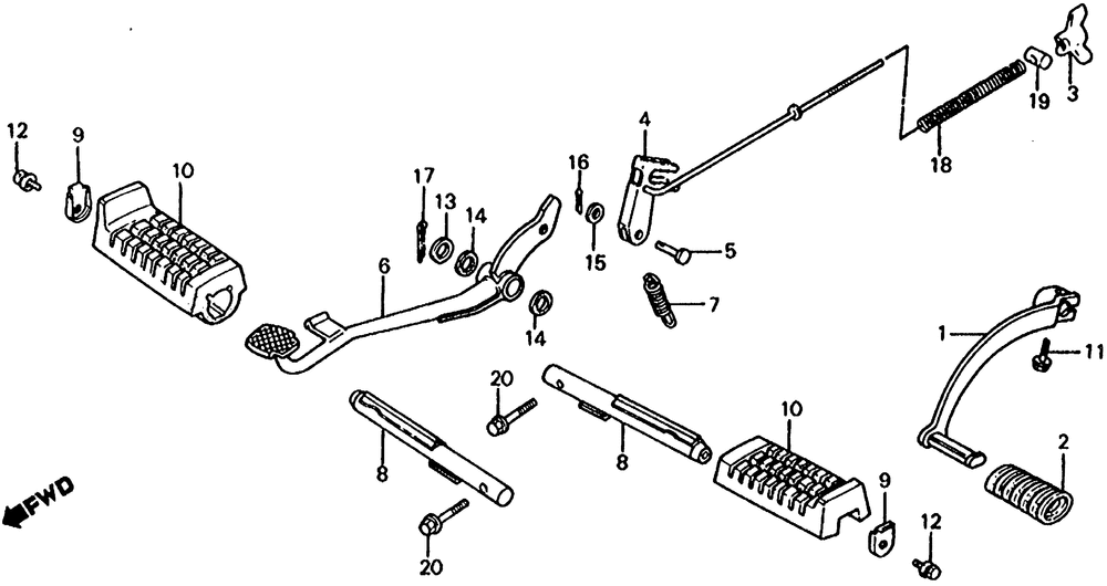 Footpegs & gearshift pedal& brake pedal