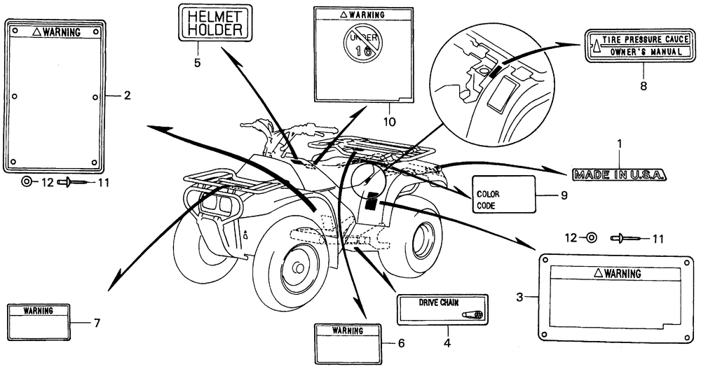 Trx 200d caution label 93-96