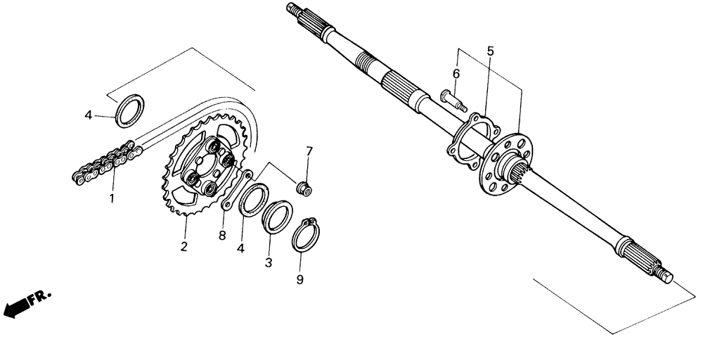 Rear wheel axle