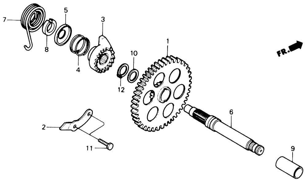 Kick starter spindle