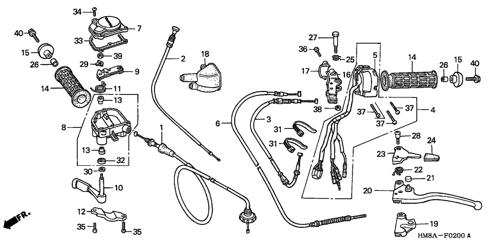 Handle levers & switches& cables (02-04)