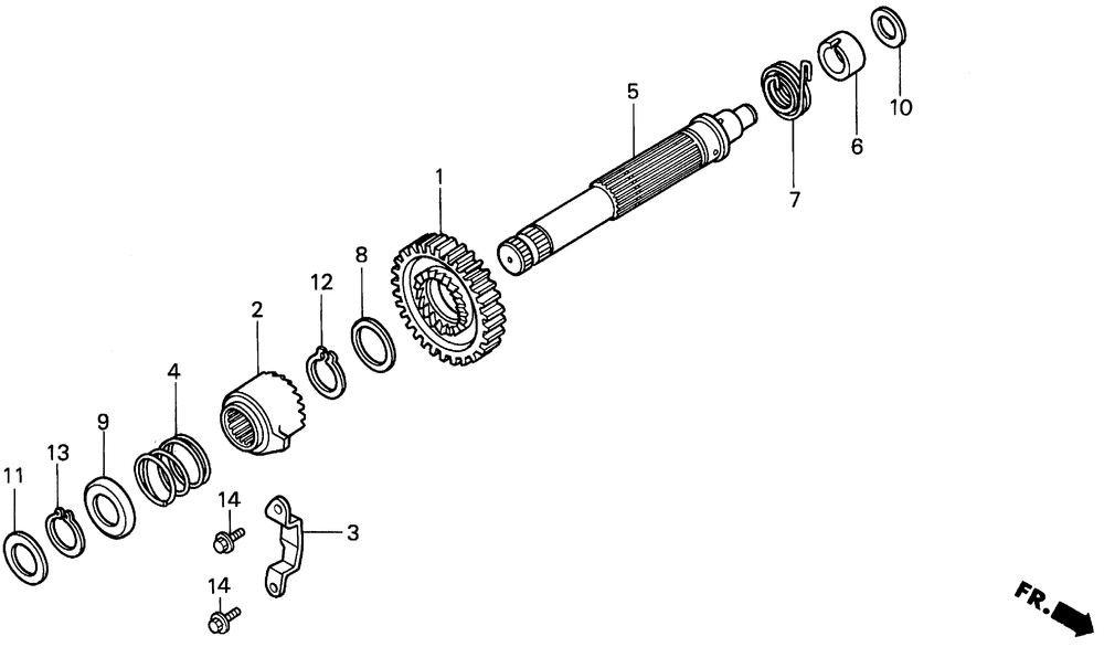 Kick starter spindle