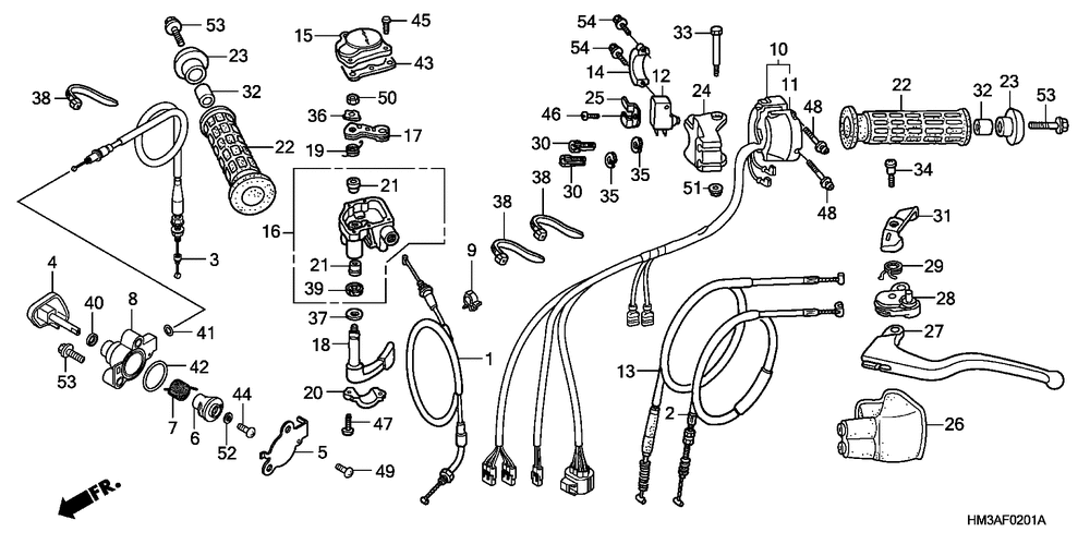 Handle lever & switch & cable (trx300ex07-)