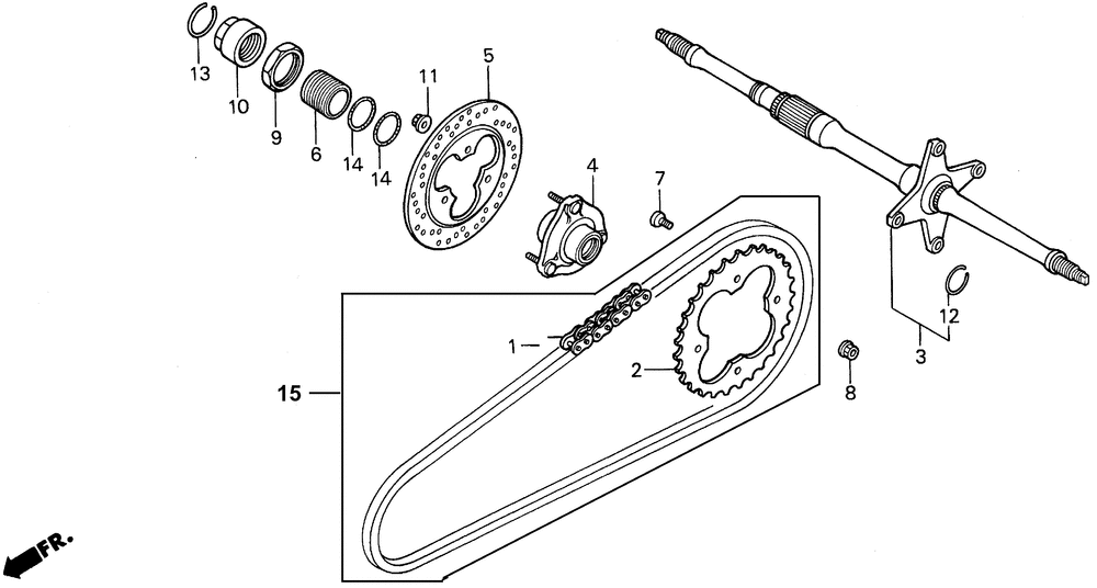 Rear wheel axle