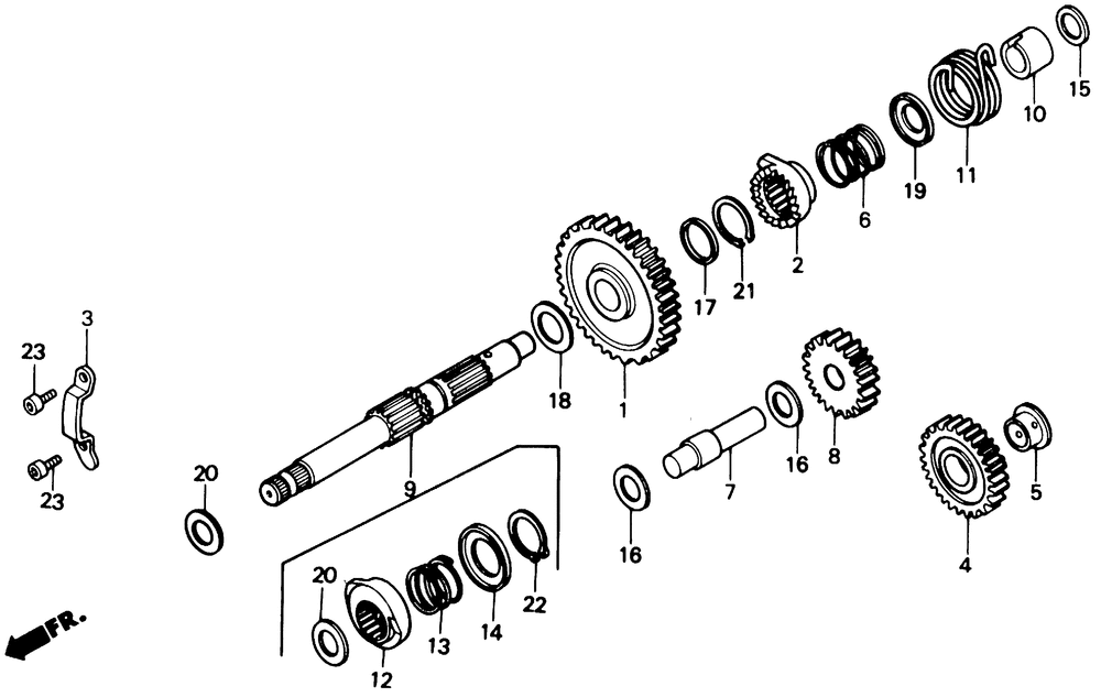 Kick starter spindle