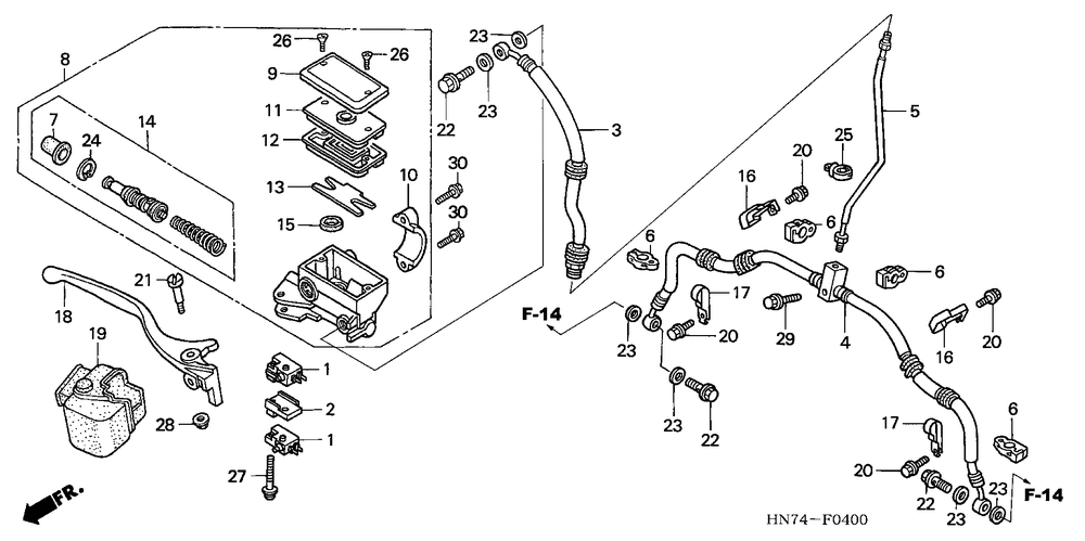 Front brake mastercylinder