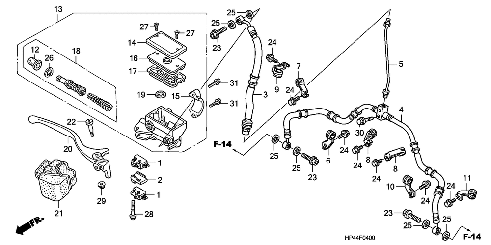 Front brake mastercylinder