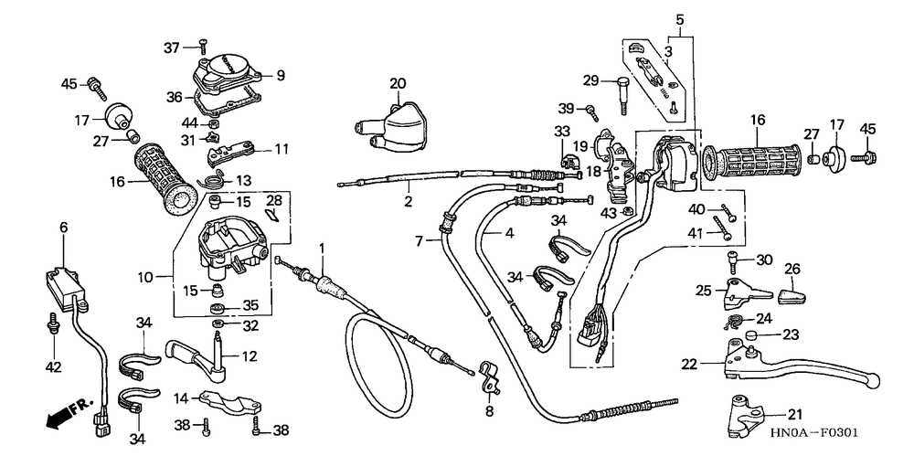 Handle levers & switches& cables (trx450fm)