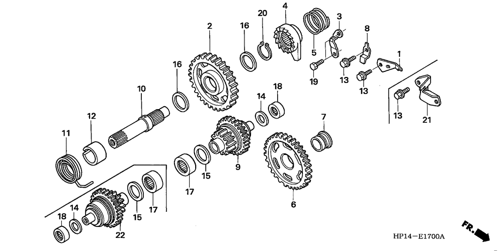 Kick starter spindle