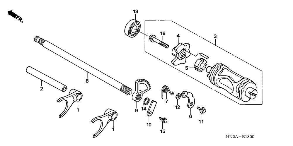 Gearshift fork & gearshift drum