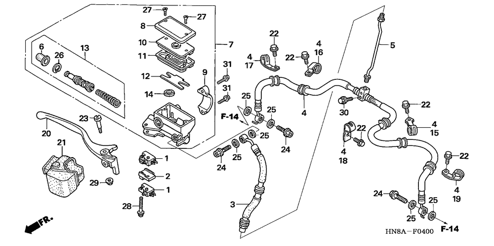 Front brake mastercylinder