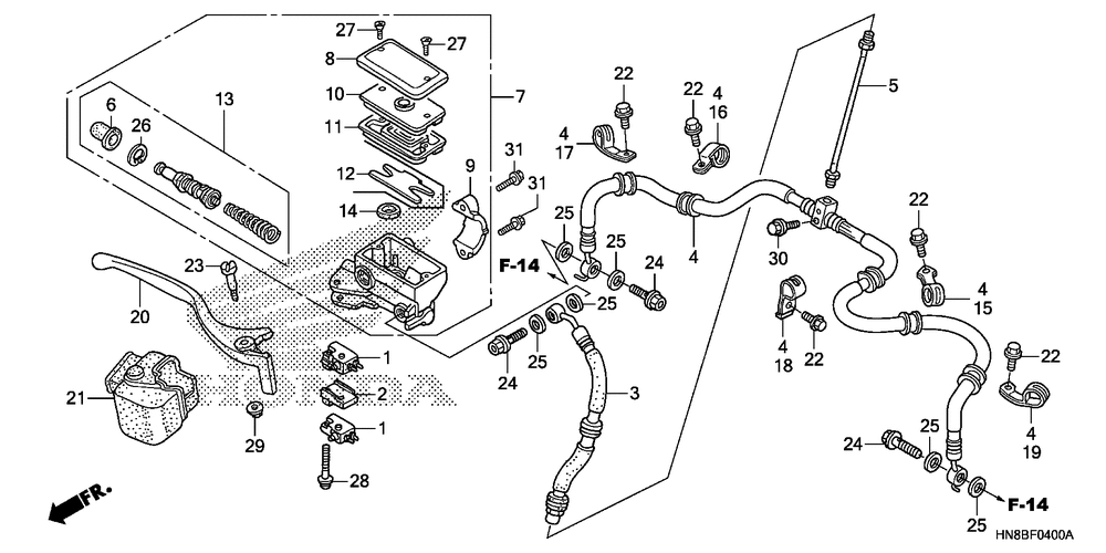 Front brake mastercylinder