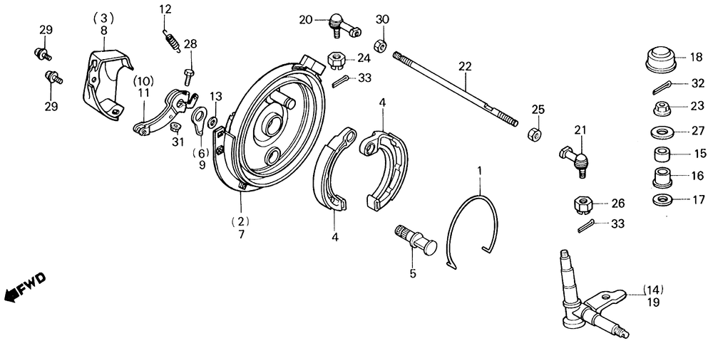 Front brake panel & tie rod