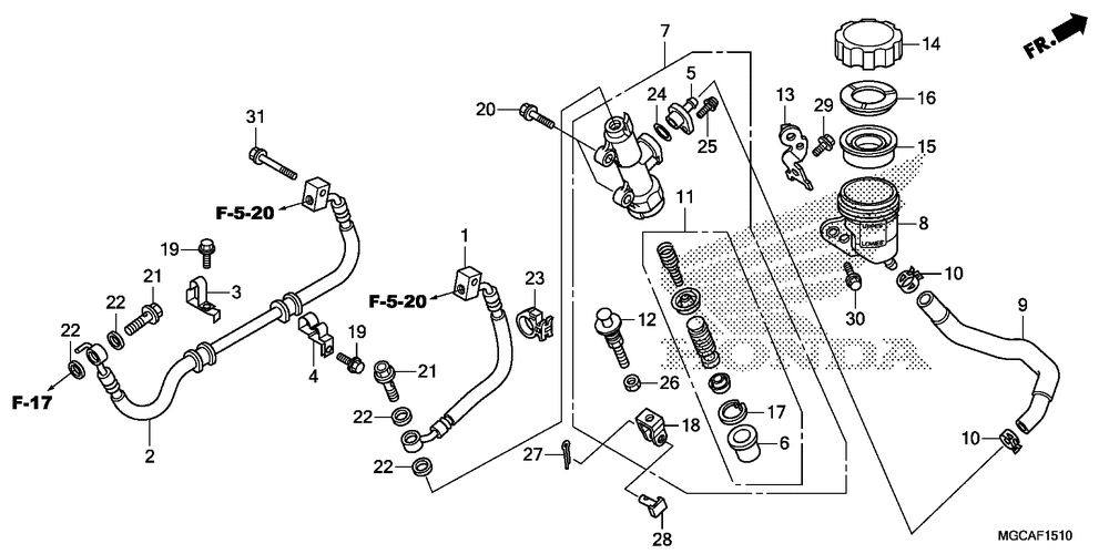 Rear brake mastercylinder (2)