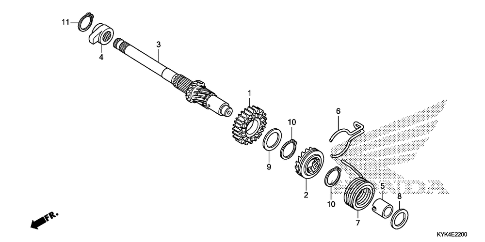 Kick starter spindle