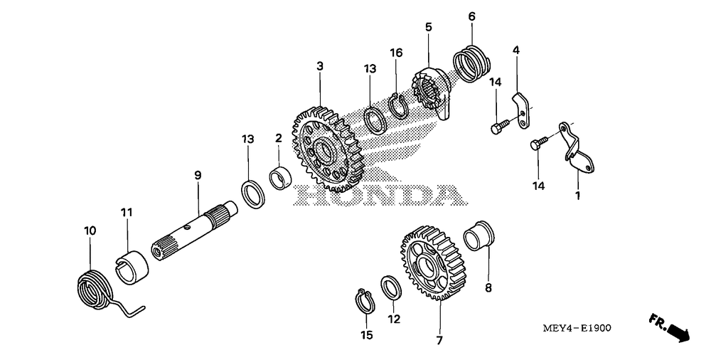 Kick starter spindle