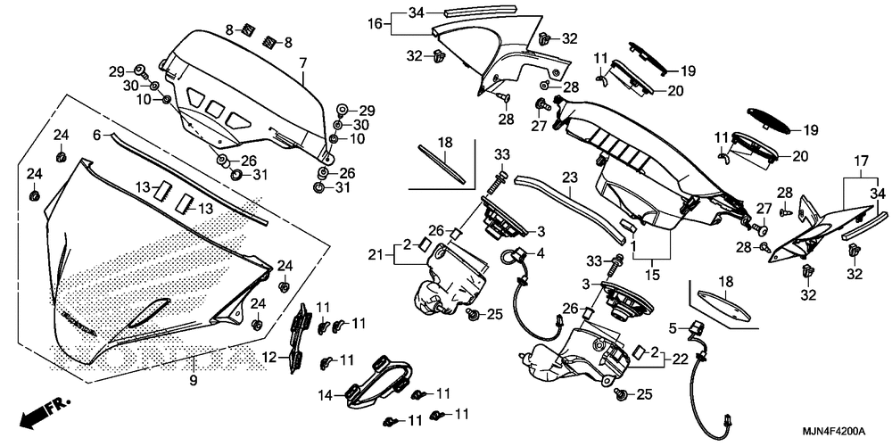 Meter visor & speaker unit