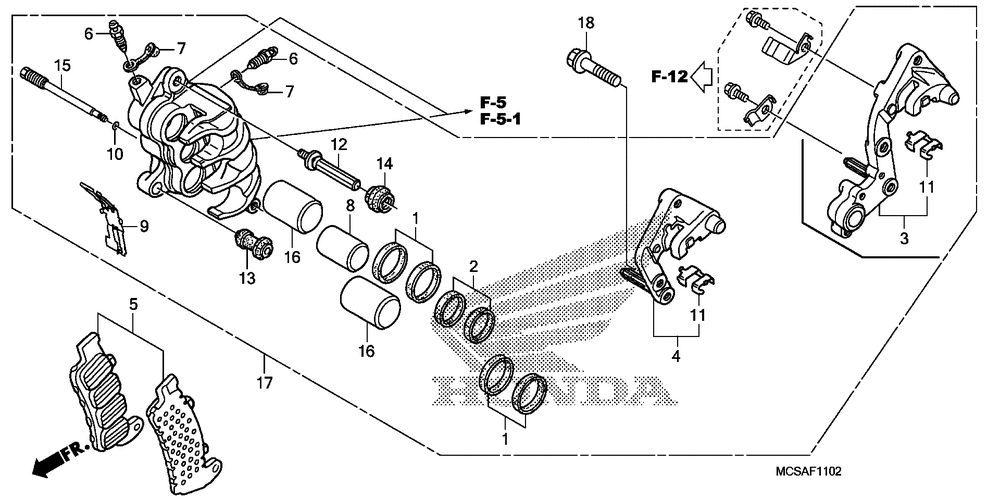 Right front brake caliper (08-)