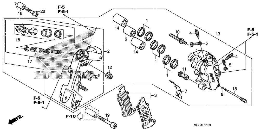 Left front brake caliper (08-)