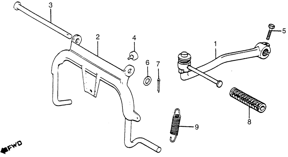 Stand & kick starter arm