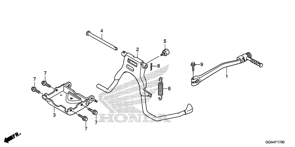 Stand & kick starter arm