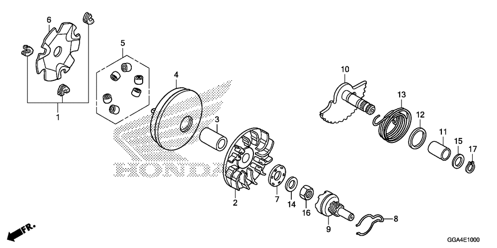 Drive face & kick starterspindle