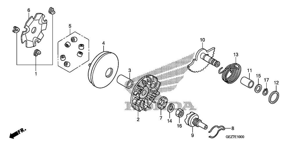 Drive face & kick starterspindle