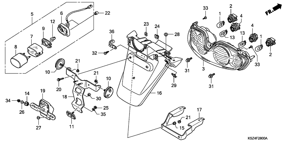 Rear combination light& rear fender