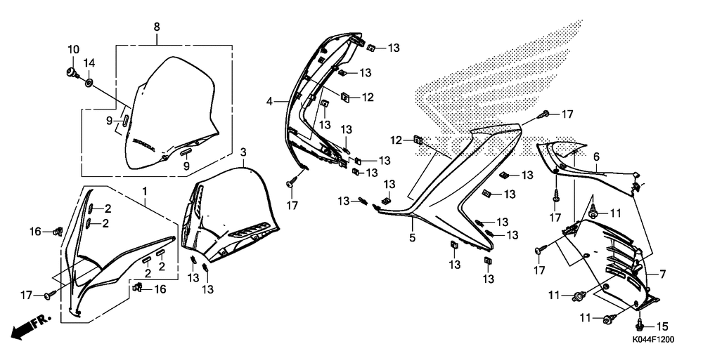 Front cover & meter visor