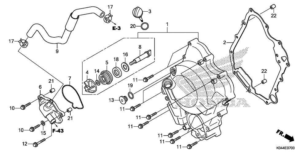 Right crankcase cover& water pump