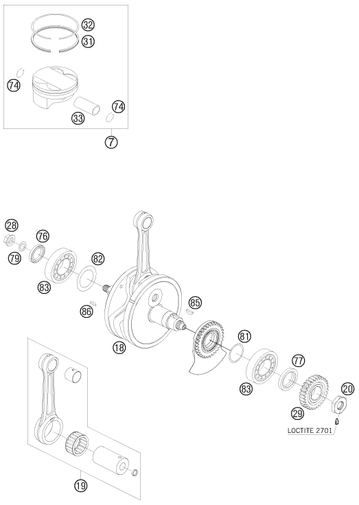 Crankshaft, piston