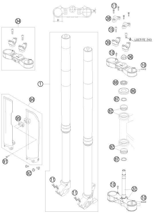 Front fork, triple clamp