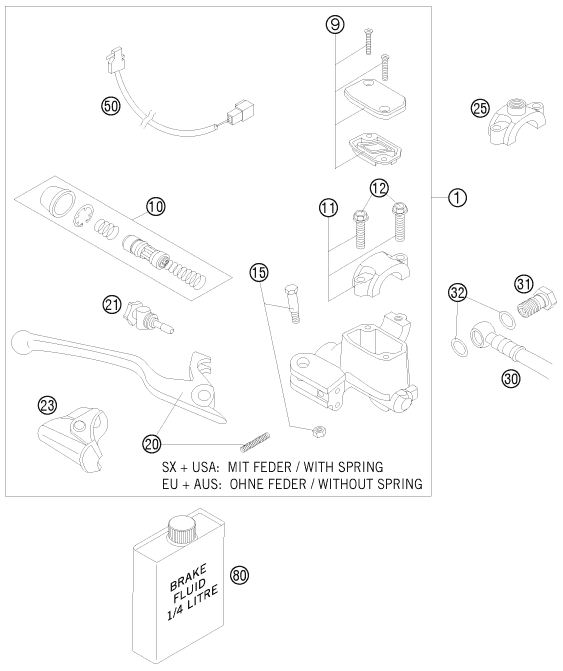 Hand brake cylinder