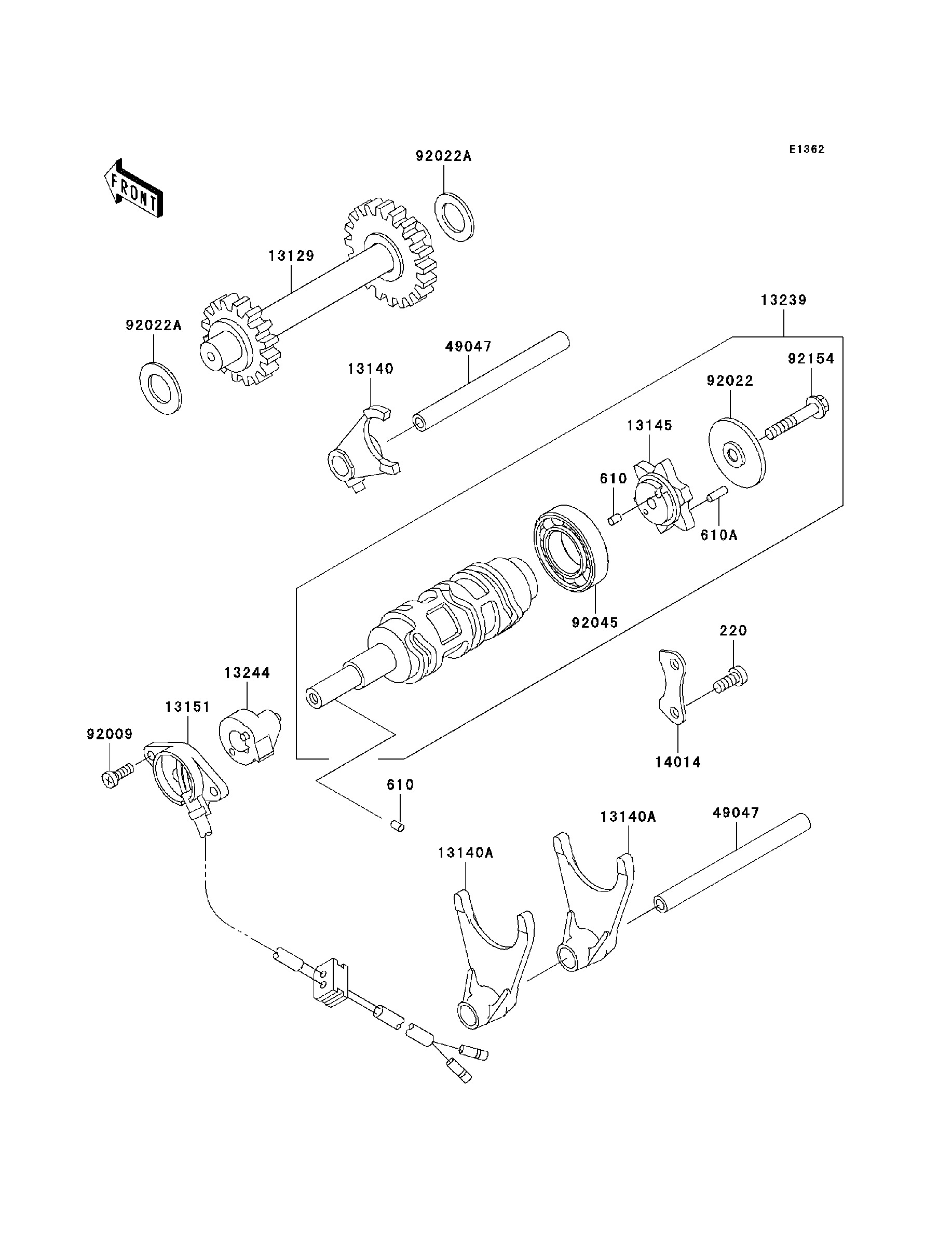 Gear change drum  shift fork(s)