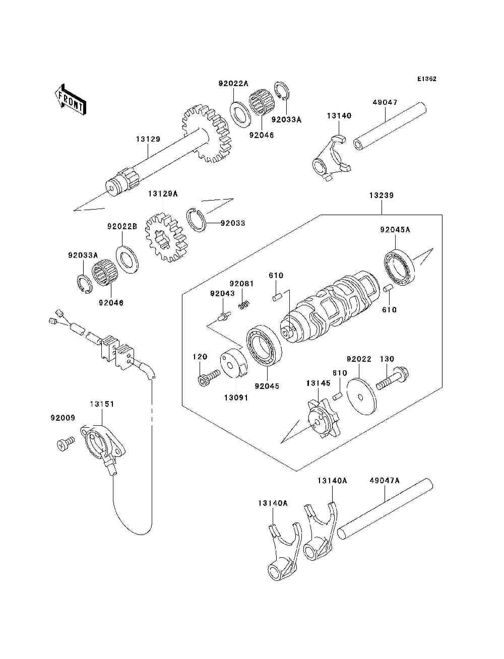 Gear change drum  shift fork(s)